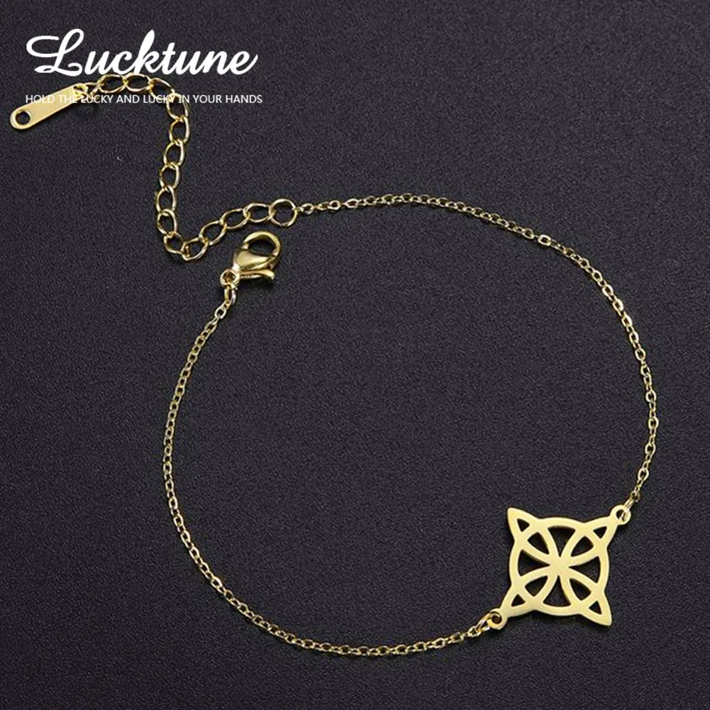 

Lucktune Witch Knot Charms Bracelets Stainless Steel Celtic Knot Chain Bracelet Women Men's Witchcraft Vintage Couple Jewelry