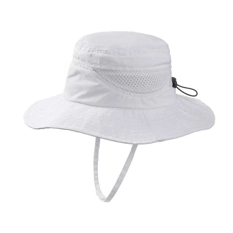 

Anti UV Baby Bucket Hat With Rope Outdoor Sun Protection Boys Girls Fisherman Hats Big Brim Mesh Breathable Beach Sun Caps