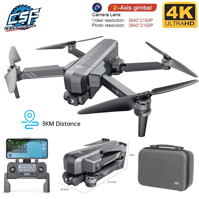 

CSF F11S Pro Drone 4k Profesional Camera 3KM WIFI GPS EIS 2-axis Anti-Shake Gimbal FPV Brushless Quadcopter RC Helicopter Dron