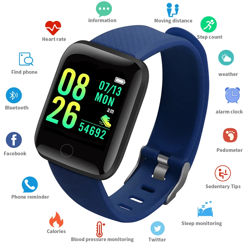 

For Xiaomi Smart Watch Men Sport Fitness Tracker Smartband Heart Rate Blood Pressure Monitor 116 Plus Bluetooth Women SmartWatch