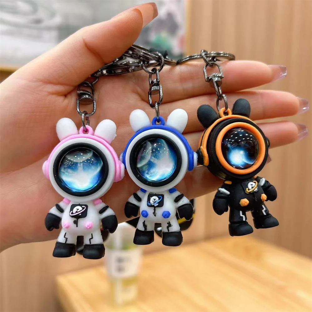 

NCEE Cool Spacemen Rabbit Keychains Fashion Astronaut Bunny Kids Toy Trinket Key Holder Men Car Bag Personality Pendant Key Ring