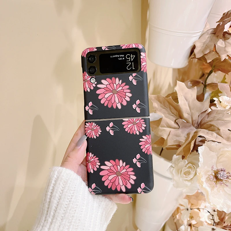 

Cartoon Retro Daisy Flower Phone Case for Samsung Galaxy Z Flip 3 5G Hard PC Back Cover for ZFlip3 Case Protective Shell