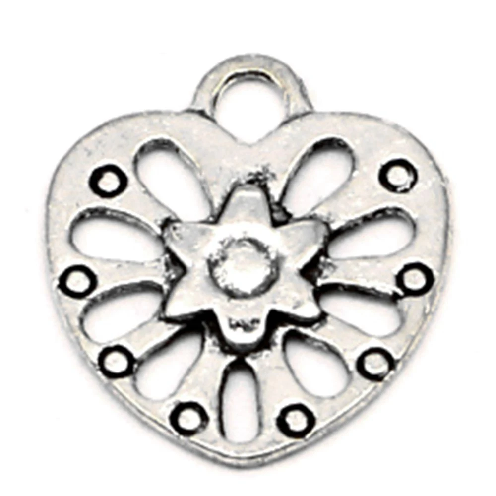 

200pcs Wholesale Jewelry Lots Skeleton Love Heart Charms Pendant Supplies For Jewelry Materials 15x16mm