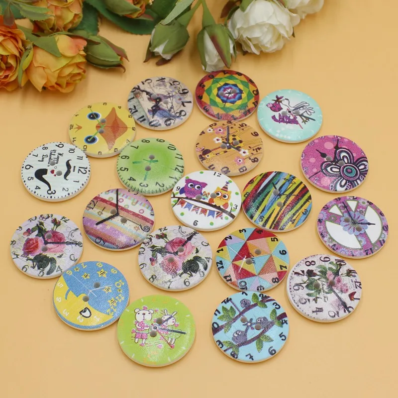 

20 шт./партия, декоративные деревянные пуговицы, 30 мм