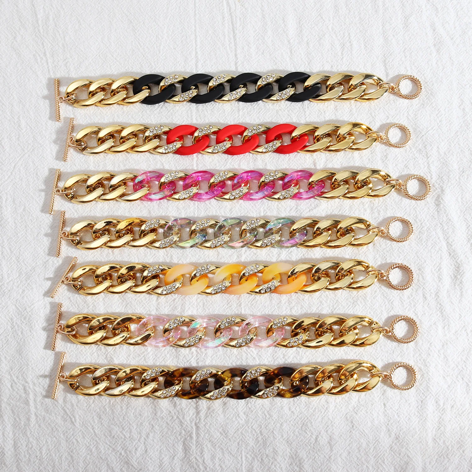 Милые яркие кристаллы карамельного цвета акриловые звенья браслеты-цепочки для