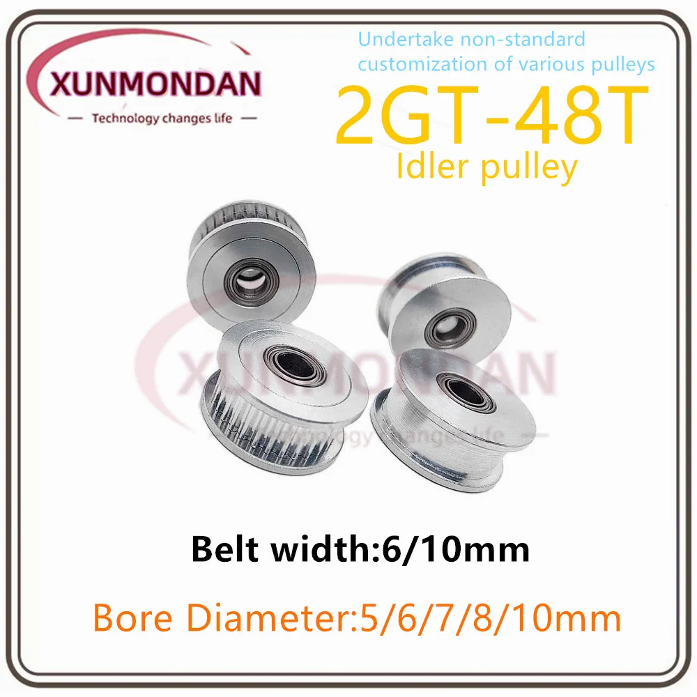 Xunmondan GT2/2GT48 зубья синхронного натяжного шкива диаметром 5/6/7/8/10 мм с подшипником