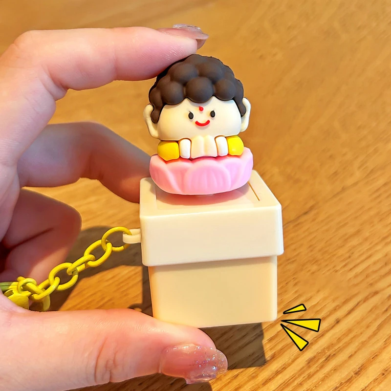 Новый мультяшный милый Будда 1 брелок для снятия стресса со звуком и светом