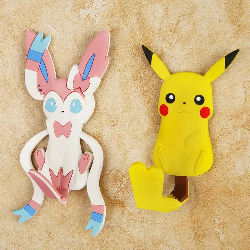 

Pokemon Anime Pikachu Creative Seamless Hook Fashion Keychain Figure Toy Leafeon Sylveon Eevee Wall Sticking Hook Christmas Gift