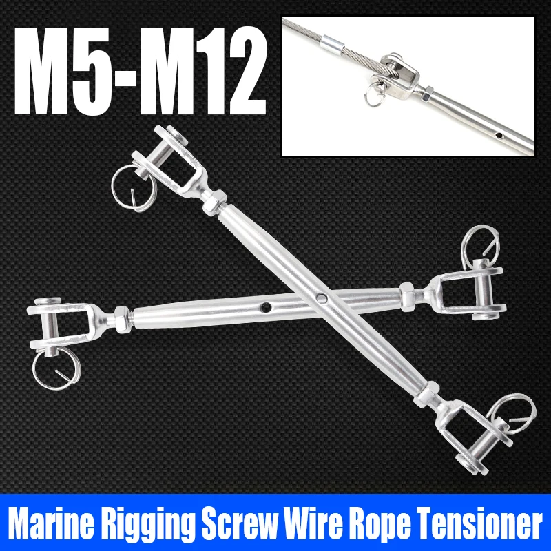 

1PCS M5-M12 316 Stainless Steel Marine Rigging Screw Closed Body Jaw Turnbuckle Bolt Wire Rope Tensioner Length Adjuster Clamp