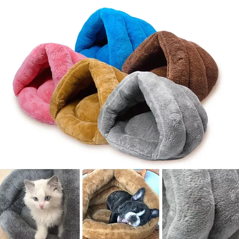 

2022New Soft Fleece Winter Pet Dog Bed 2 Size Small Dog Cat Sleeping Bag Puppy Cave Bed Small Large Cat Nest Pet House Pet Bed