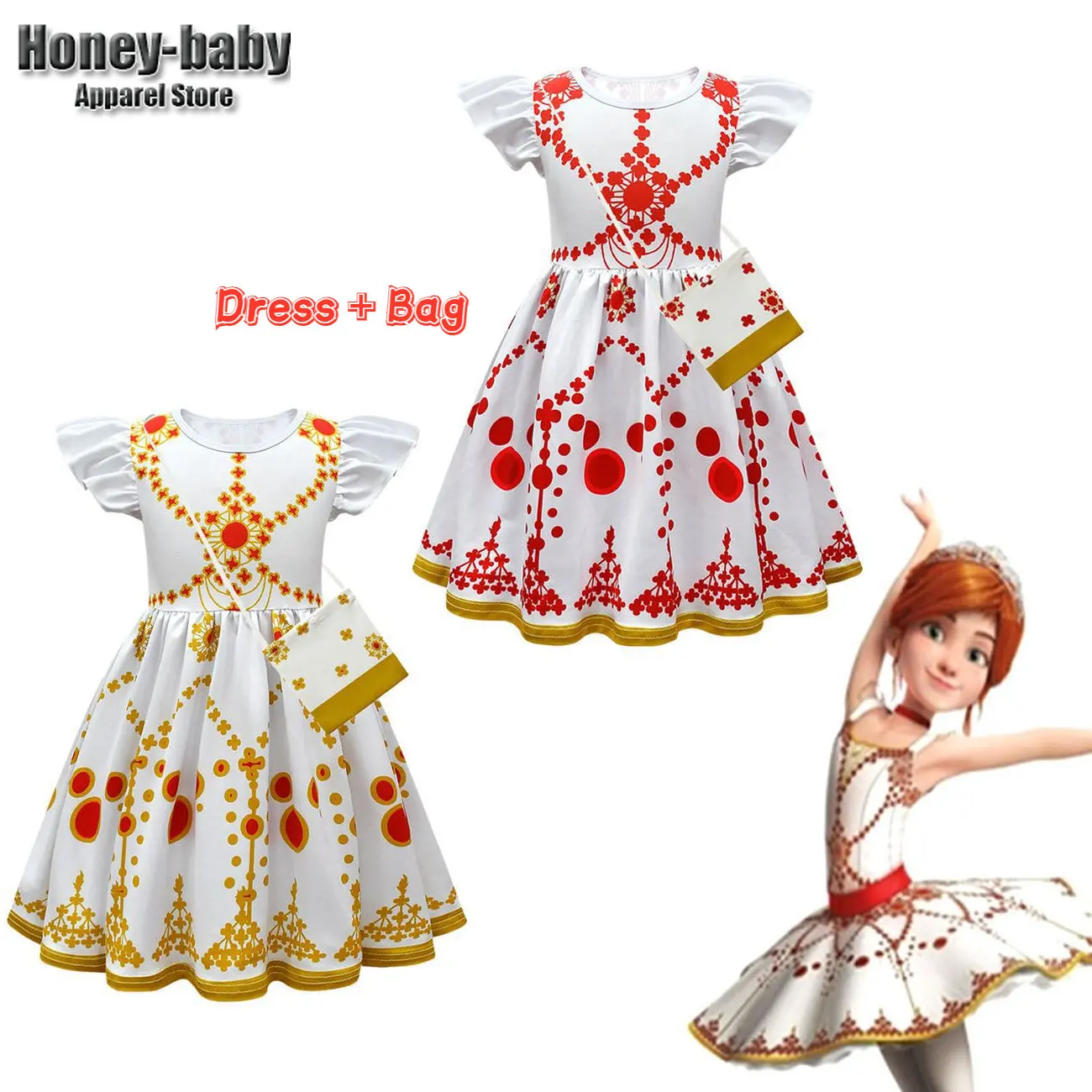 

Детское платье с коротким рукавом и круглым вырезом, с оборками