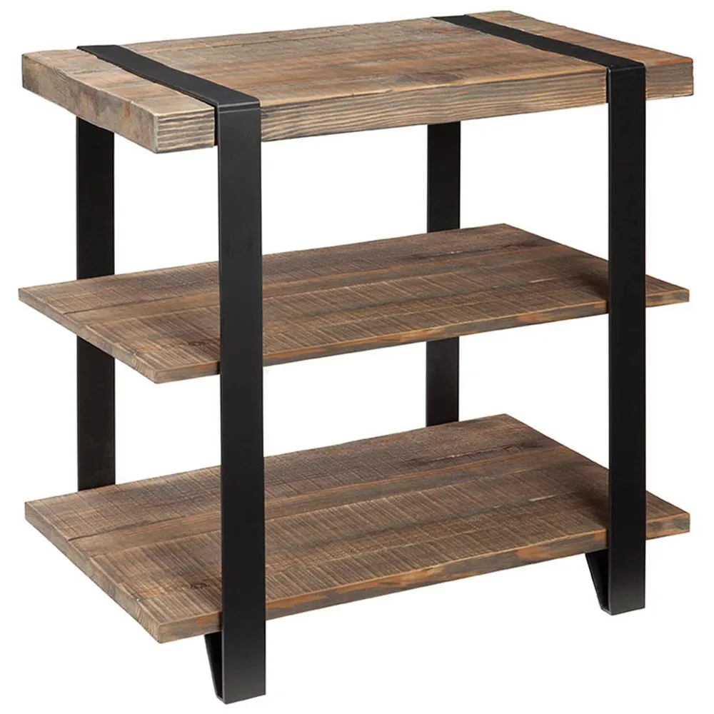 

Alaterre Modesto Metal Strap and Reclaimed Wood End Table with Shelf, Rustic Natural