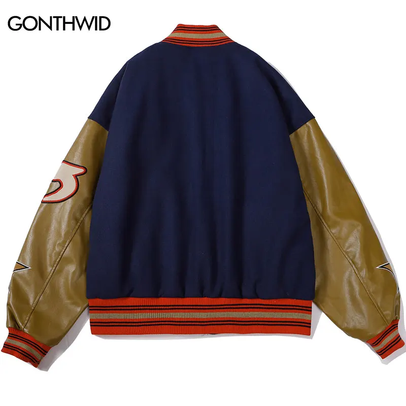 Мужская винтажная Бейсбольная Куртка Varsity куртка-бомбер в стиле пэчворк с