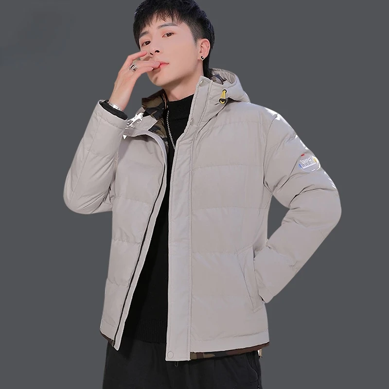 

Winter Men's Bomber Jackets Casual Hooded Parkas Coat Men Streetwear Outdoor Windproof Down Parkas Thicken Mens Windbreakers