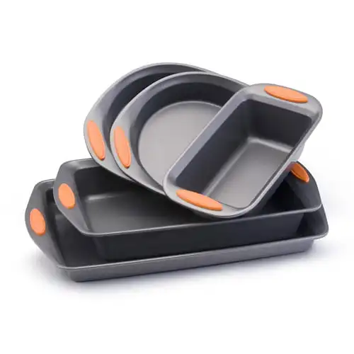 

5-Pieces Yum-o! Nonstick Bakeware Baking Pans Set, Gray and Orange