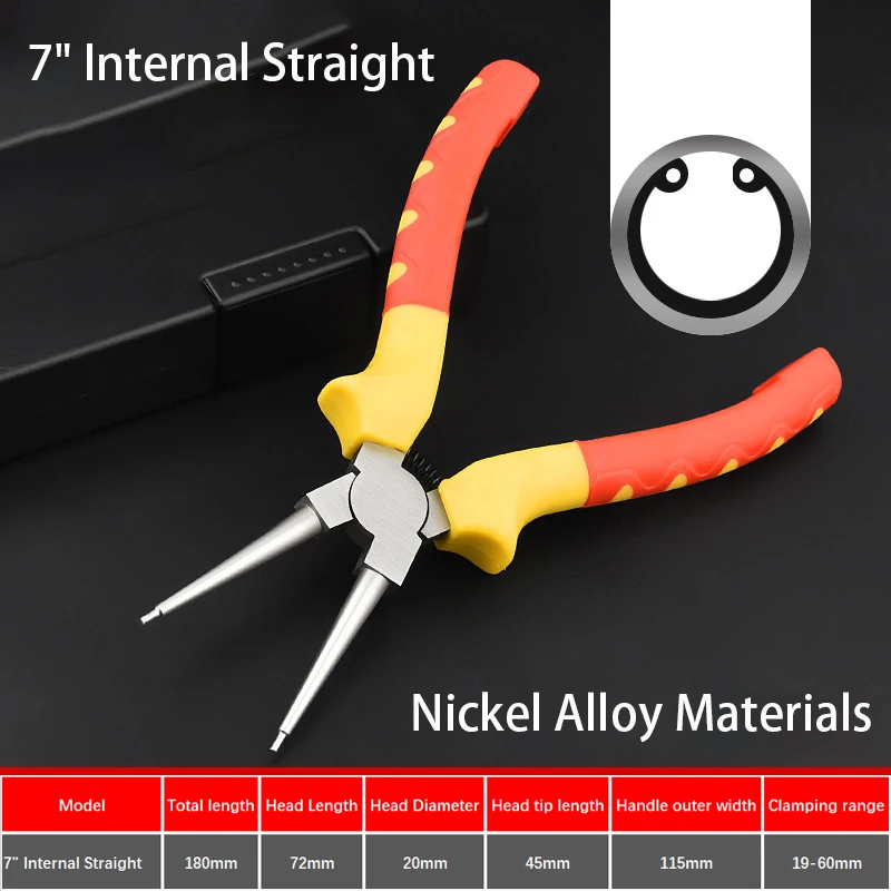 7-дюймовые плоскогубцы для стопорных колец, плоскогубцы для внутреннего внешнего кольца, пружинные плоскогубцы для снятия и установки круглых стопорных колец, ручные инструменты