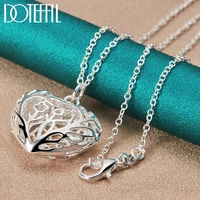 doteffil 925 sterling silver hollow love heart ball 16 30 inch chain pendant necklace for women wedding engagement jewelry