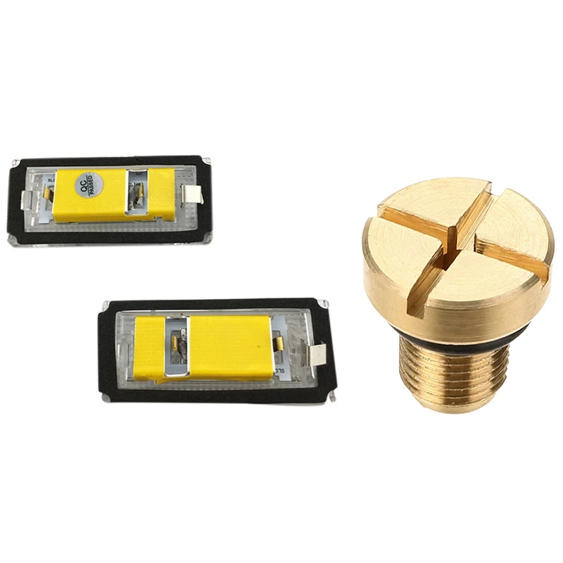 

Car License Plate Light For Bmw E46 4D 1998-2003 & Radiator Overflow Coolant Expansion Tank Bleeder Screw Gold