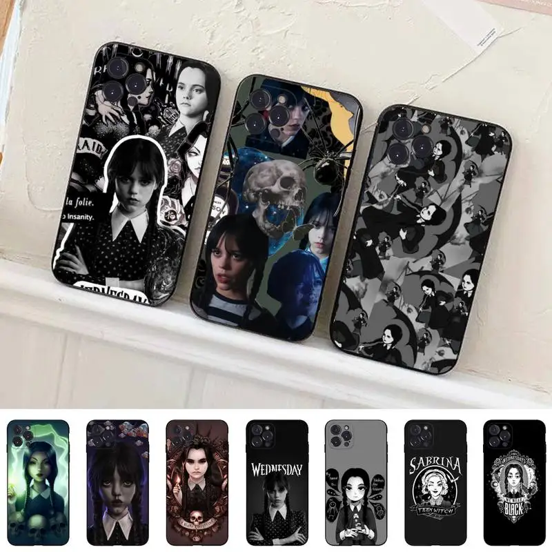 

Wednesday Addams Family Tv show Phone Case Silicone Soft For iphone 14 13 12 11 Pro Mini XS MAX 8 7 6 Plus X 2020 XR Shell