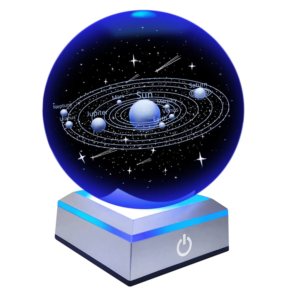 

8cm Crystal Ball Light Solar System Birthday Favors Gifts for Guests Outer Space Party Decoration Earth Moon Astronaut Base
