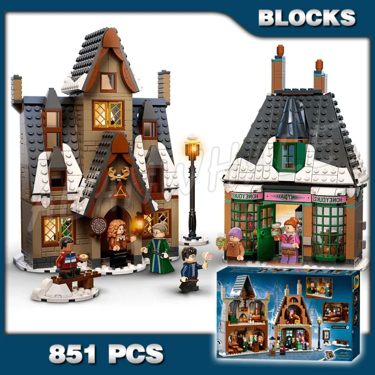 

851pcs Magical World Hogsmeade Village Visit Sweetshop Three Broomsticks Pub 19070 Building Blocks Kit Compatible With Model