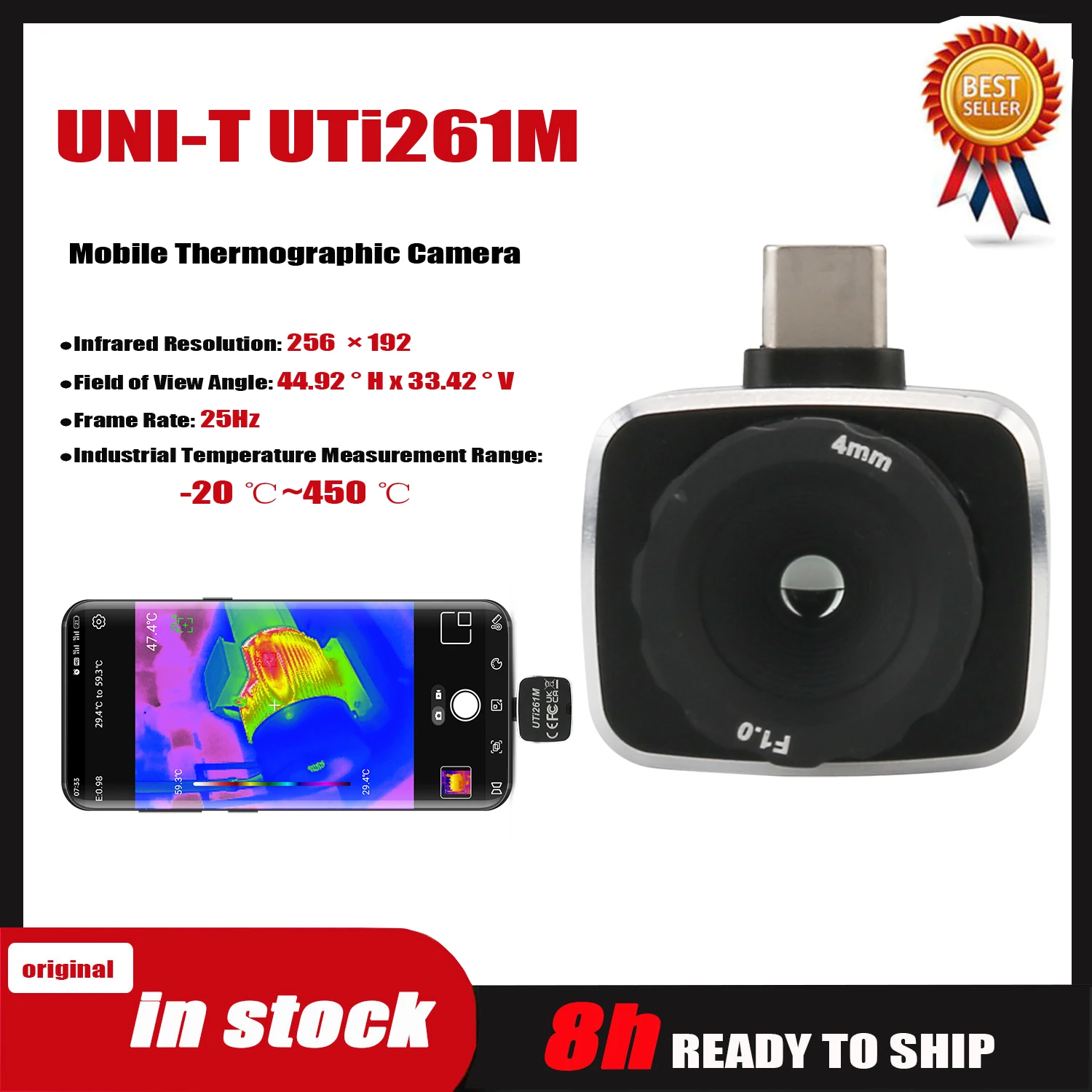 

UNI-T UTi261M Infrared Thermal Imager PCB Circuit Fault Testing Tool for Android Type-C Thermometer Mobile Thermal Camera