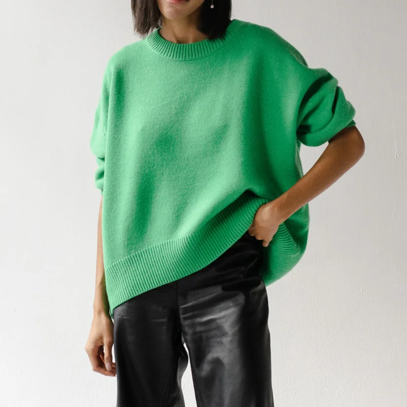 

Hot sale Ladies Brand Solid Autumn Winter Sweater Women Pullover Tops Knitted Oversize Loose Casual Women Sweater Jumpers Clothe