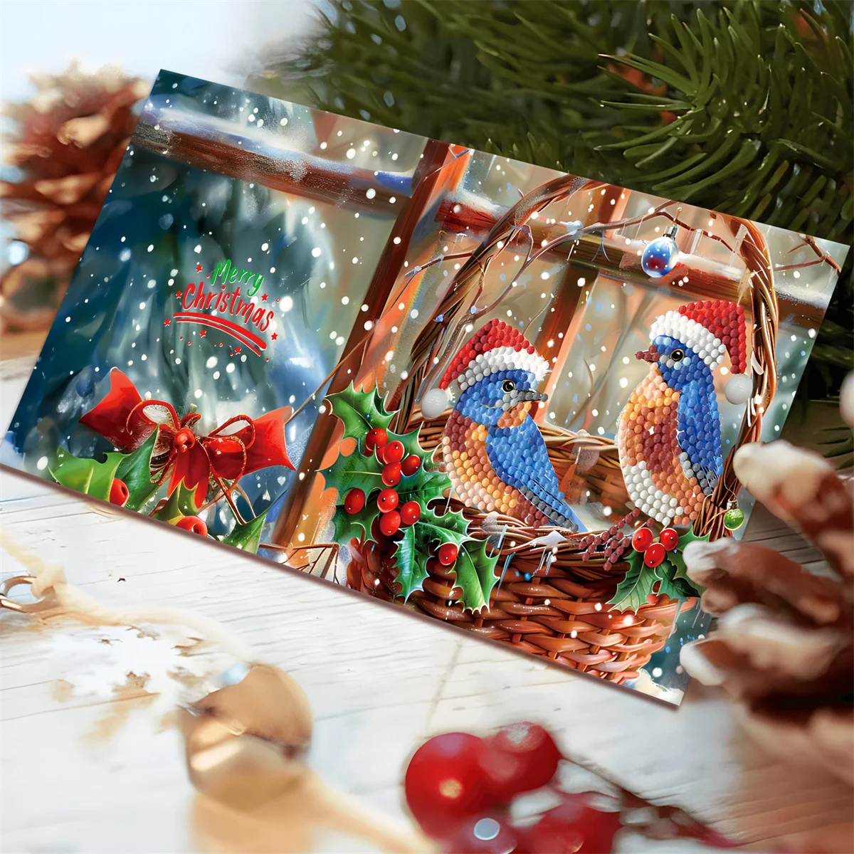 Рукоделие вышивка крестиком алмазная роспись Санта-Клаус снеговик