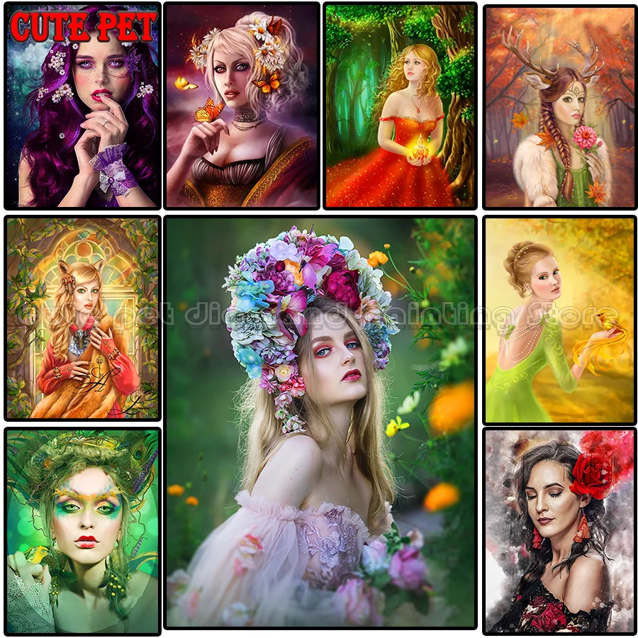 

Elf girl DIY Diamond Painting Hot selling home art fantasy fairy cross stitch full square diamond embroidery flower woman mosaic