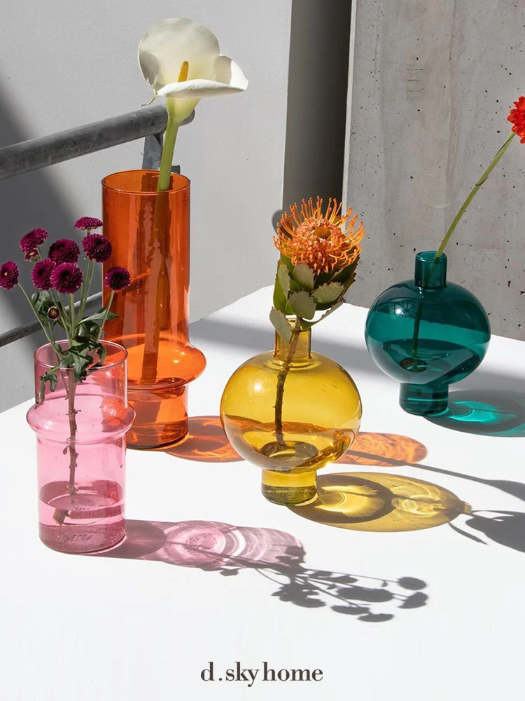 

Colorful Round Glass Vases For Flowers Ins Nordic Simple Creative Room Home House Decoration Flower Pots Ware Ornaments