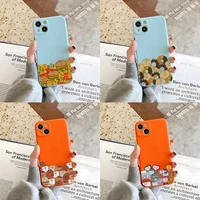 cartoon anime food phone case orange and blue for apple iphone 12pro 13 11 pro max mini xs x xr 7 8 6 6s plus se 2020 cover