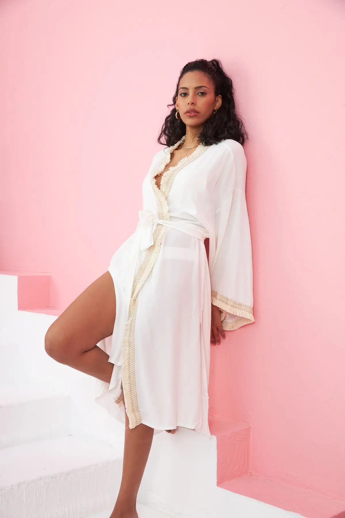 Женское парео Valeria белое хлопковое