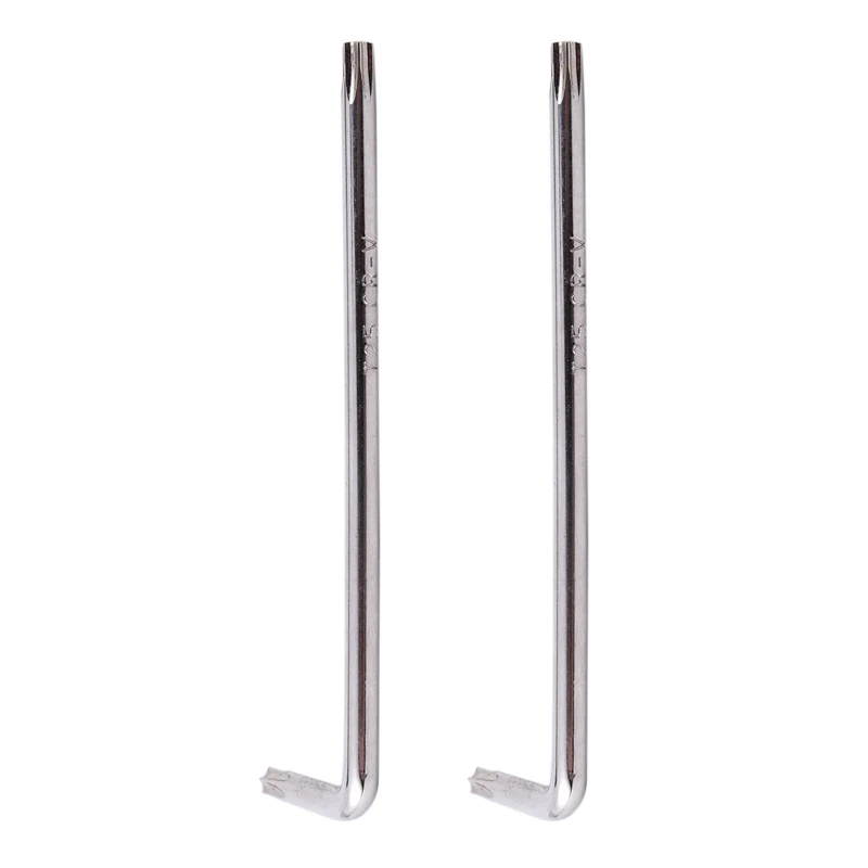 

2X Long Arm Tamper Proof Torx Star Key Wrench Silver, T25 100Mm