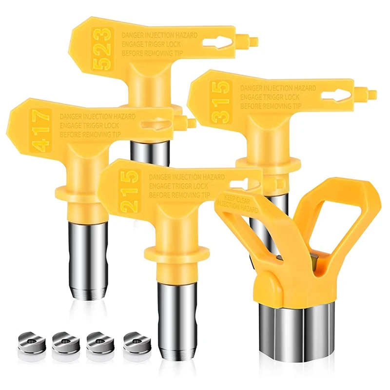 

5Pcs Reversible Airless Paint Nozzles With Tip Guard Set, Sprayer Paint Machine And Spraying Parts(215 315 417 523)