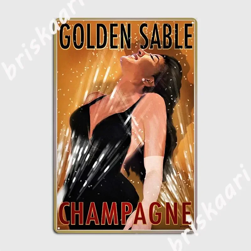 Винтаж 1930 года золотой соболь шампанское с женщиной литограф металлическая