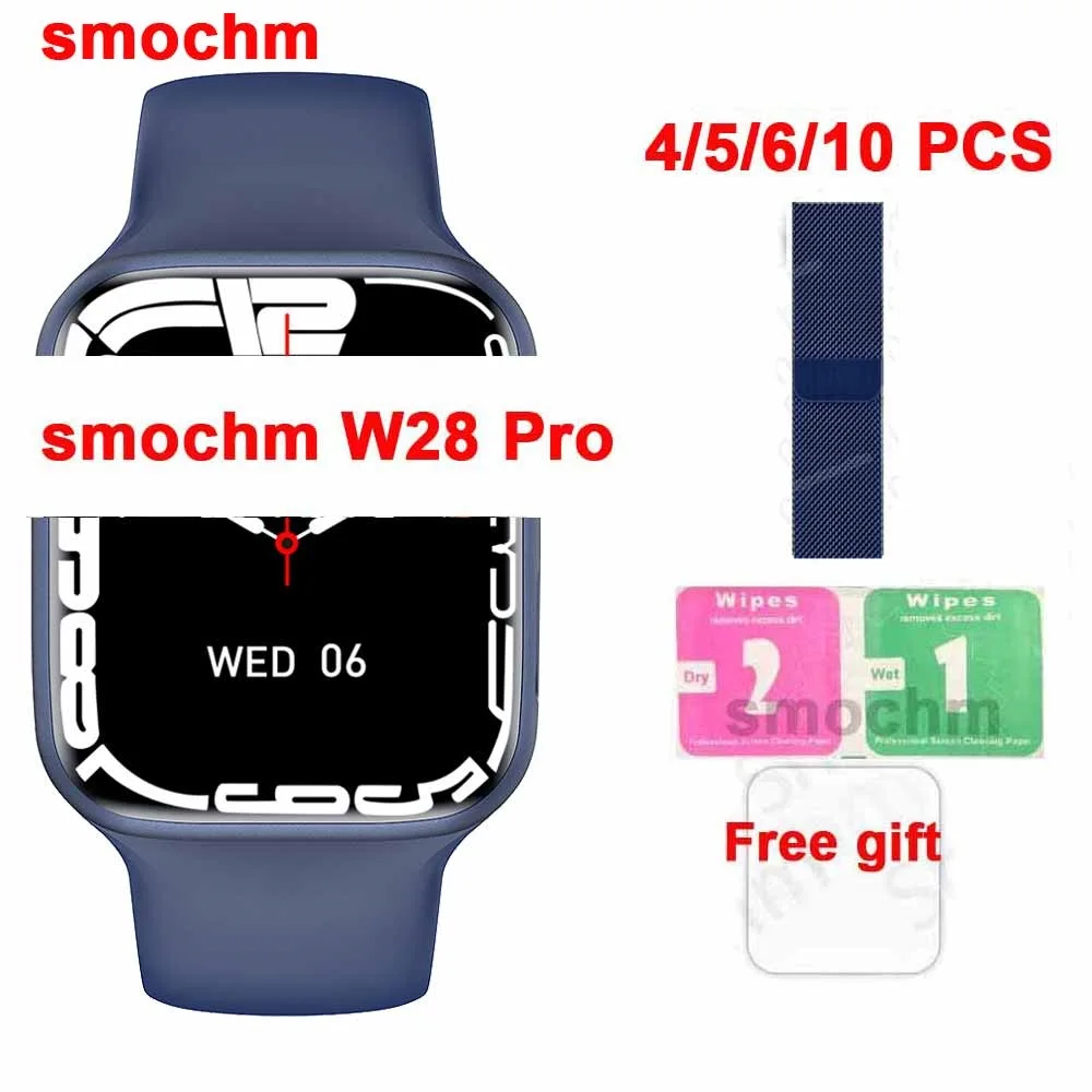 Najtaniej 4/ 5/ 6/ 10 Części/partia Smochm W28 Pro Inteligentny Zegarek 1.95 Wyświetlacz Serii 8 Dostosowane Twarzy 45MM Bezprzewodowa ładowarka Bluetooth Calling