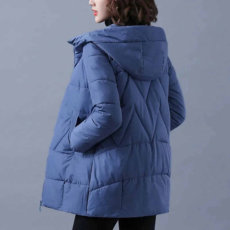 M-4XL Women Winter Jacket Long Warm Parkas Female Thicken Coat Cotton Padded Parka Jacket 2022 New Solid Hooded Outwear