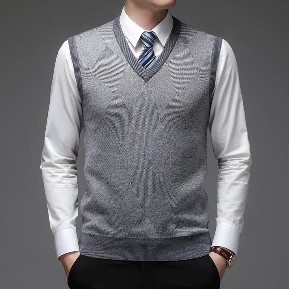 

Pullover Men Top Daily Holiday V Neck Winter Wool Blend 1pcs Autumn Casual Sleeveless Slight Stretch Solid Color