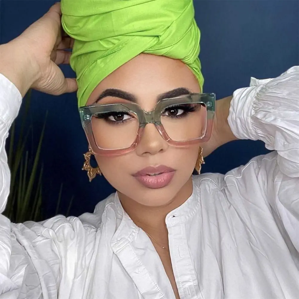 

Colorful Anti-Blue Light Glasses Fashion Oversized Clear Lens Ladies Optical Glasses Frame Square Computer Eyewear for Women