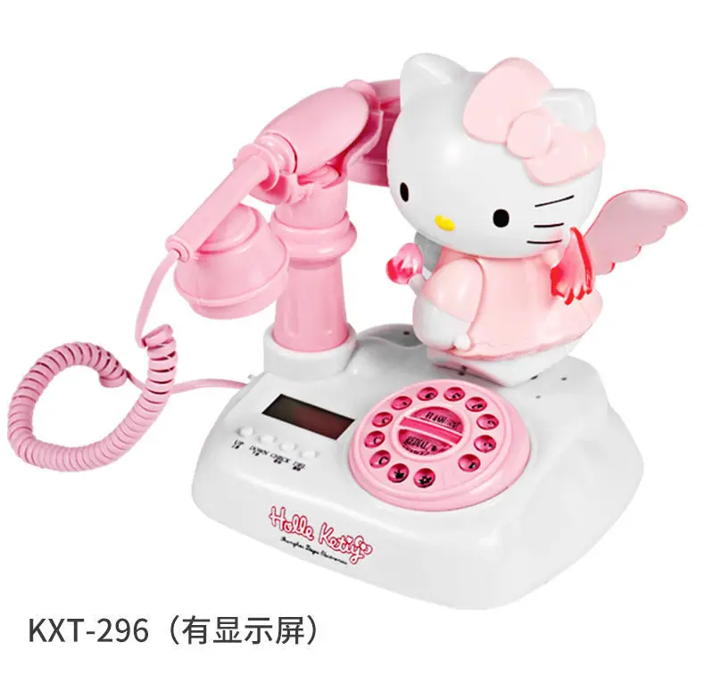 Pink Pet Creative Cute Retro Antique Corded Landline Telephone Without Battery for Child Girl Heart