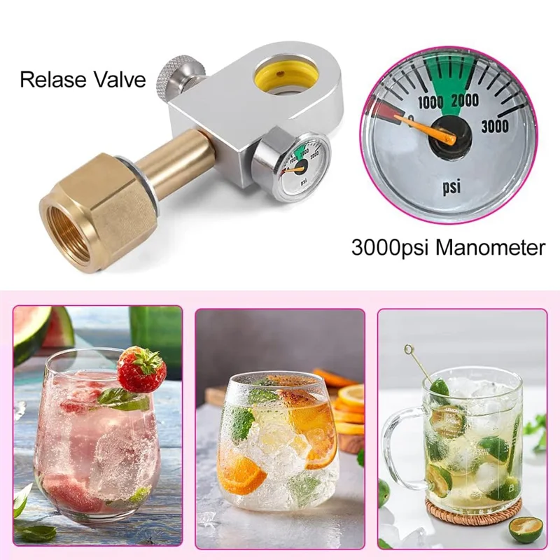 Адаптер для заправки CO2 подходящий цилиндра Duo Art Terra Quick Connect с манометром 3000