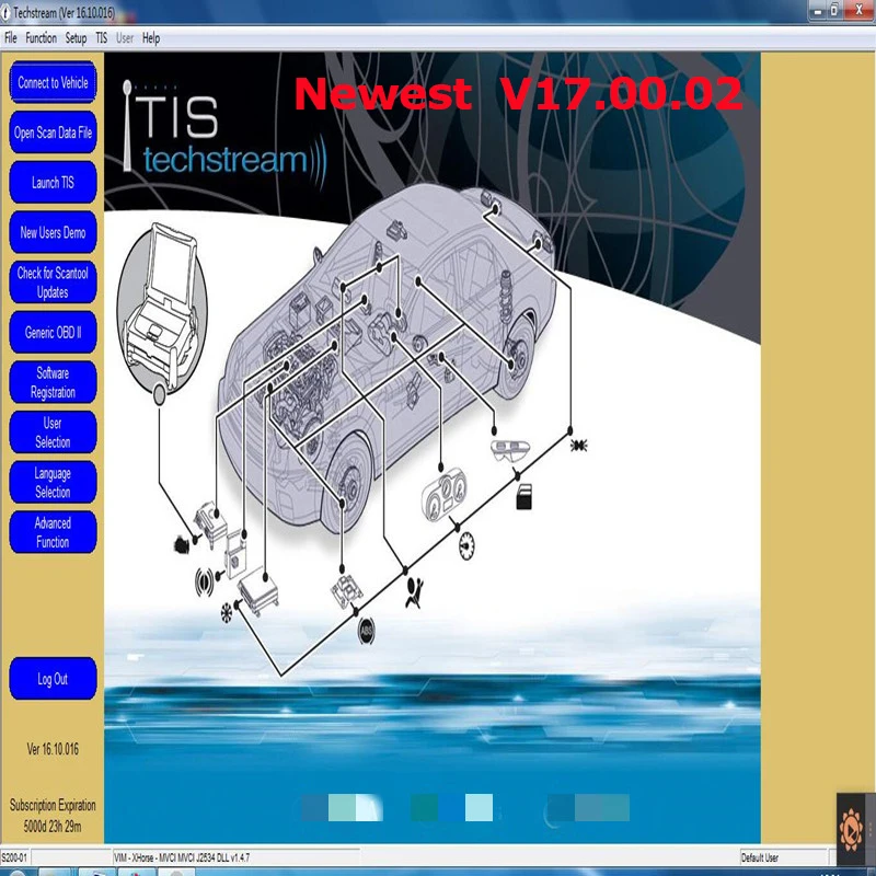 Программное обеспечение MINI VCI V17.00.02 для автомобильного сканера Toyota OTC TIS Techstream