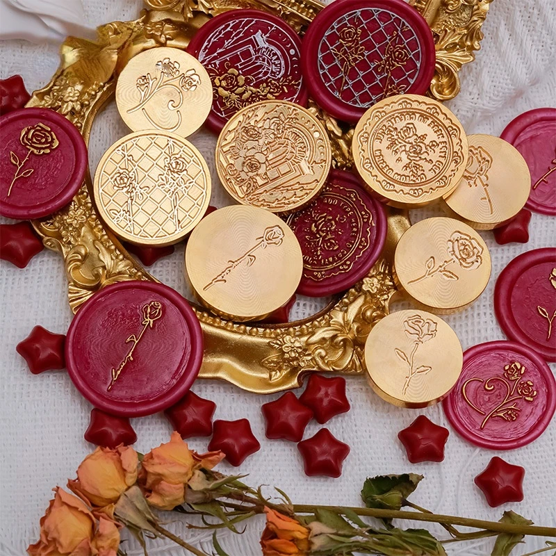 

European Retro Fire Lacquer Seal Stamp Student Handbook DIY Decorative Seal Fire Wax Seal on Envelope Original Rose Series