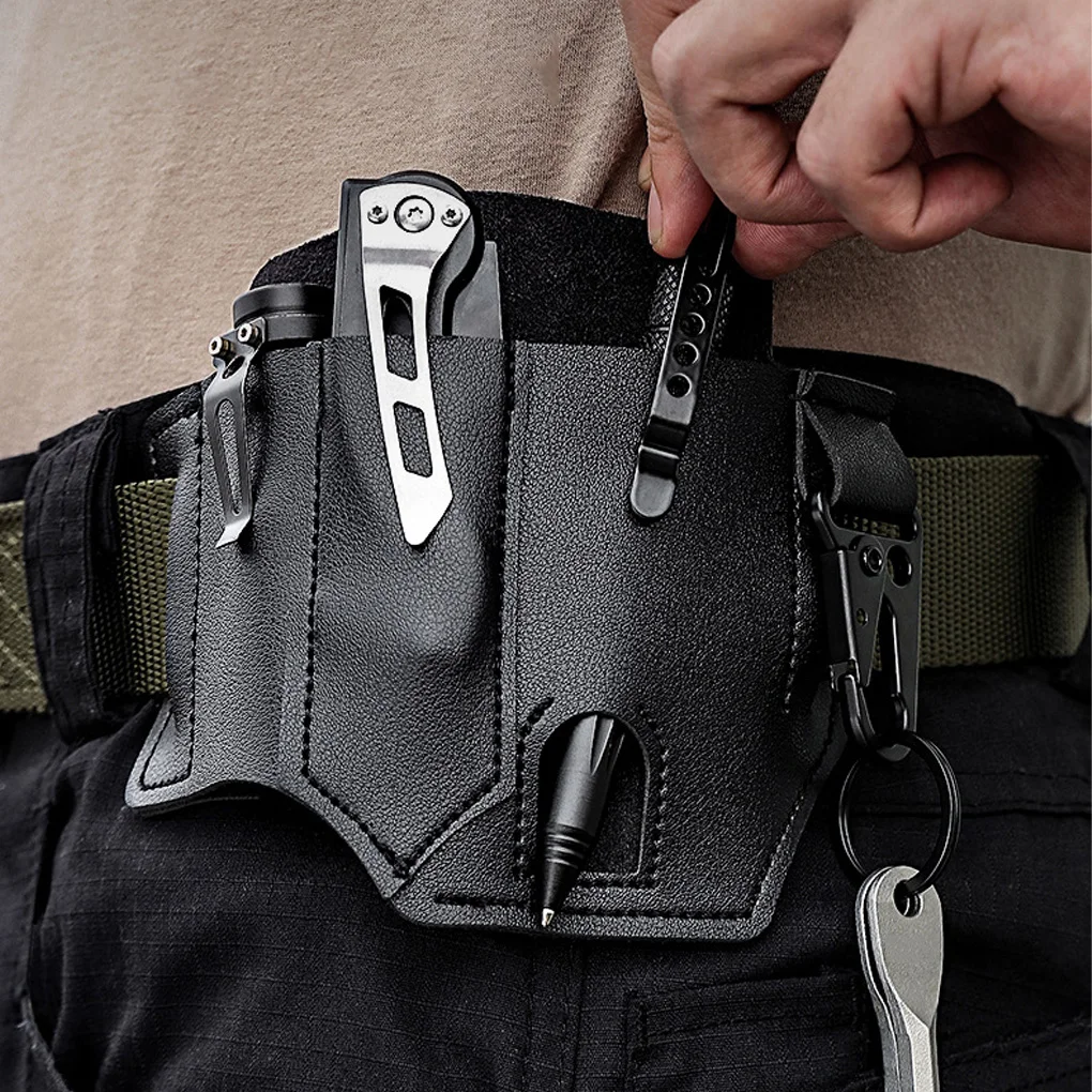 

Кожаные сумки на ремне для улицы, дневной органайзер для походов, многоразовый съемный чехол, держатель-органайзер для охоты, выживания