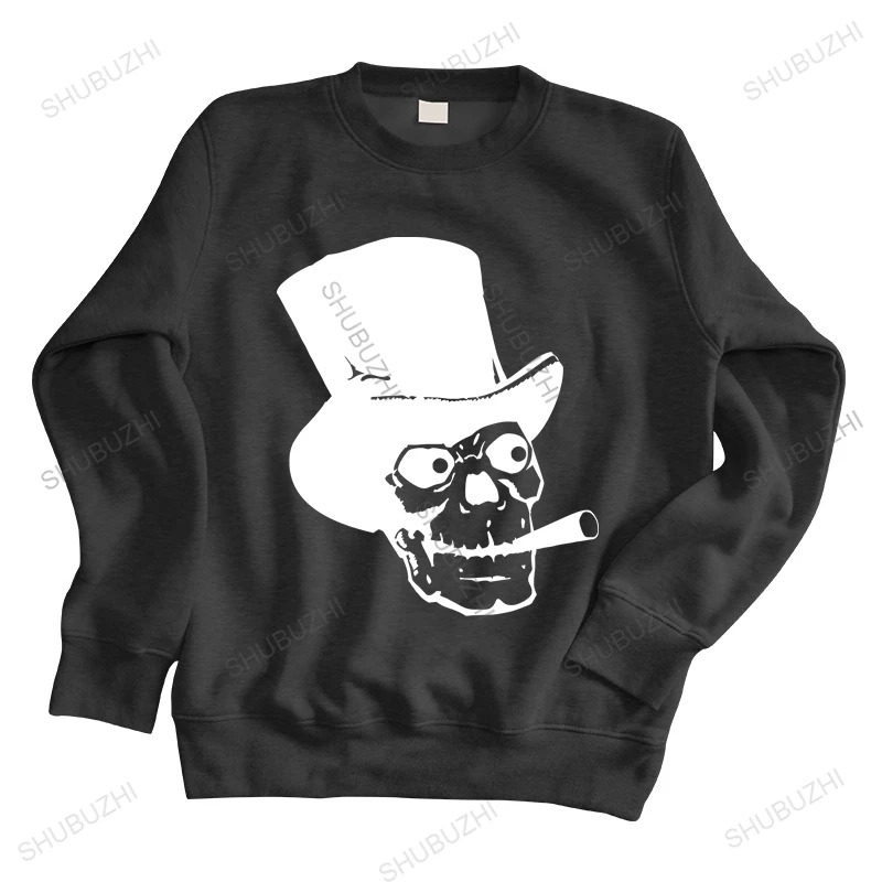 

Man crew neck hoodie SMOKING SKULL TOP HAT ART MENS hoodies GOTH METAL DEATH ROCK HEAVY BAND HORROR unisex sweatshirt men tops