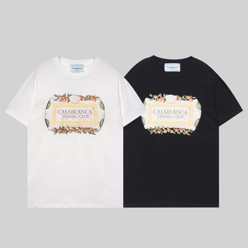 

3XL Asian Size Casablanca T Shirt Men Women Casual CASABLANCA Breathable Top Tee Black White T Shirt