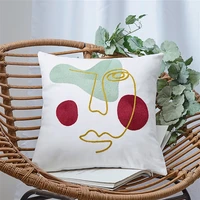 creative face embroidered cushion cover 4545cm cotton nordic simple pillowcase home car bed decorative pillows for sofa