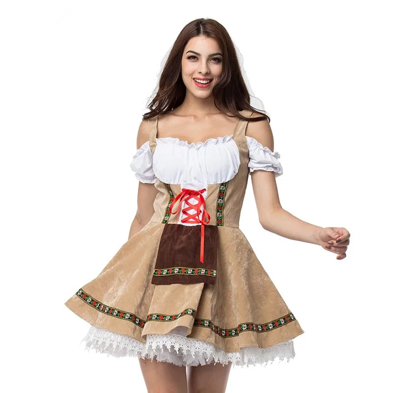 

Женское баварское платье дирндл на Октоберфест, костюм для косплея, горничная с пивом, яркое платье для Хэллоуина и вечеринки