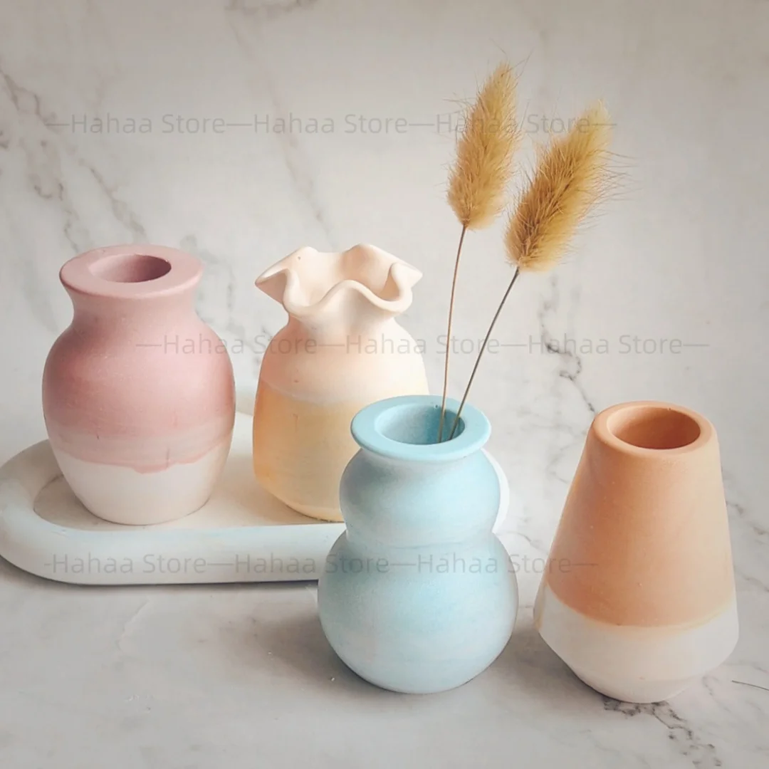 Гипсовая цементная мини-ваза для цветов Круглый Подсвечник емкость свечей