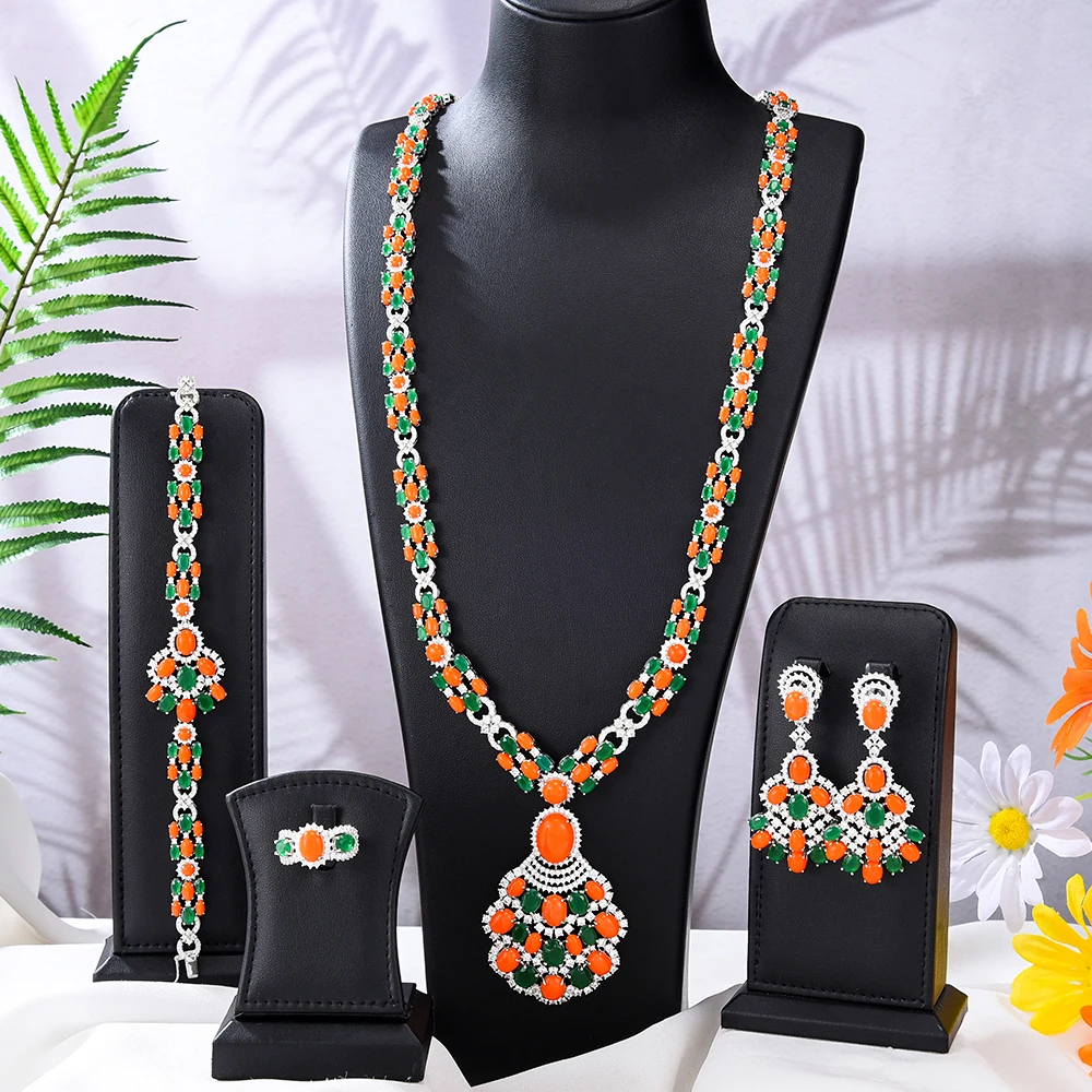 

Missvikki New Original Necklace Earrings Jewelry Sets Luxury Turquoise For Women Bridal Wedding Russia Dubai Bridal Party Gift